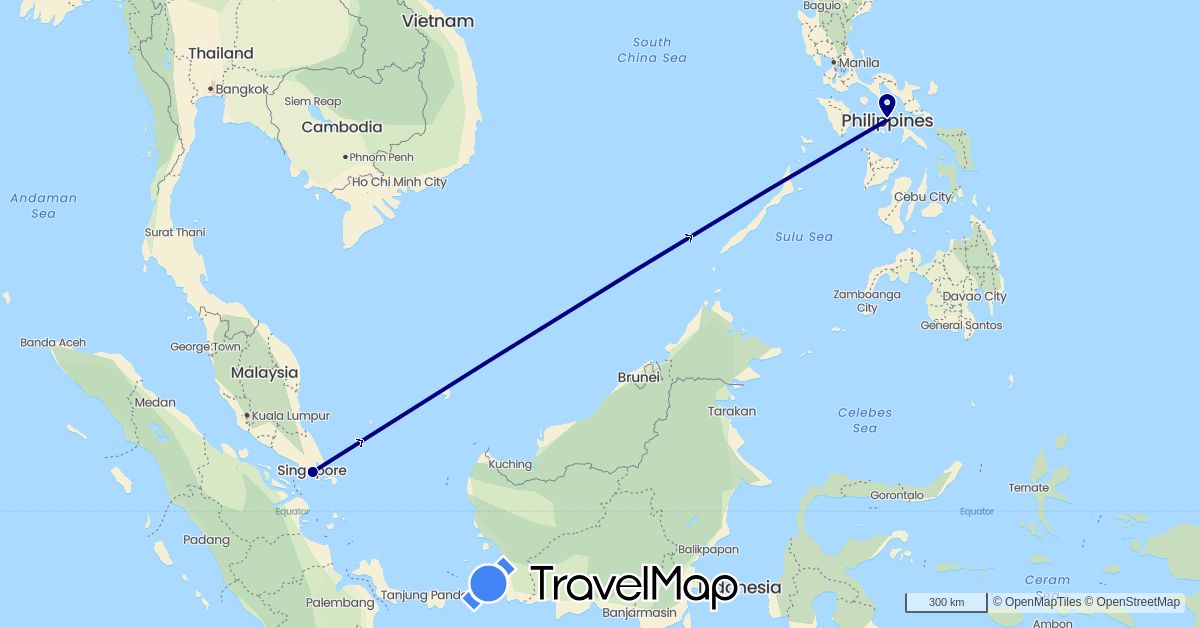 TravelMap itinerary: driving in Philippines, Singapore (Asia)